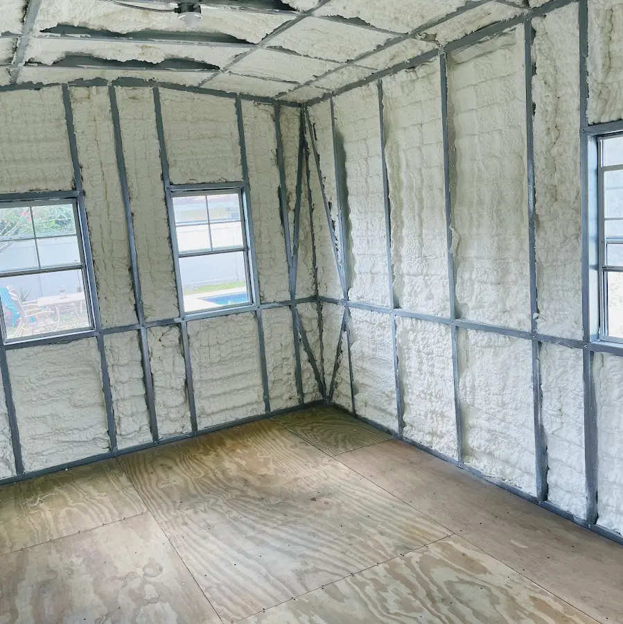 Closed-cell spray foam insulation applied to wall cavities in a residential project in South Orange Village